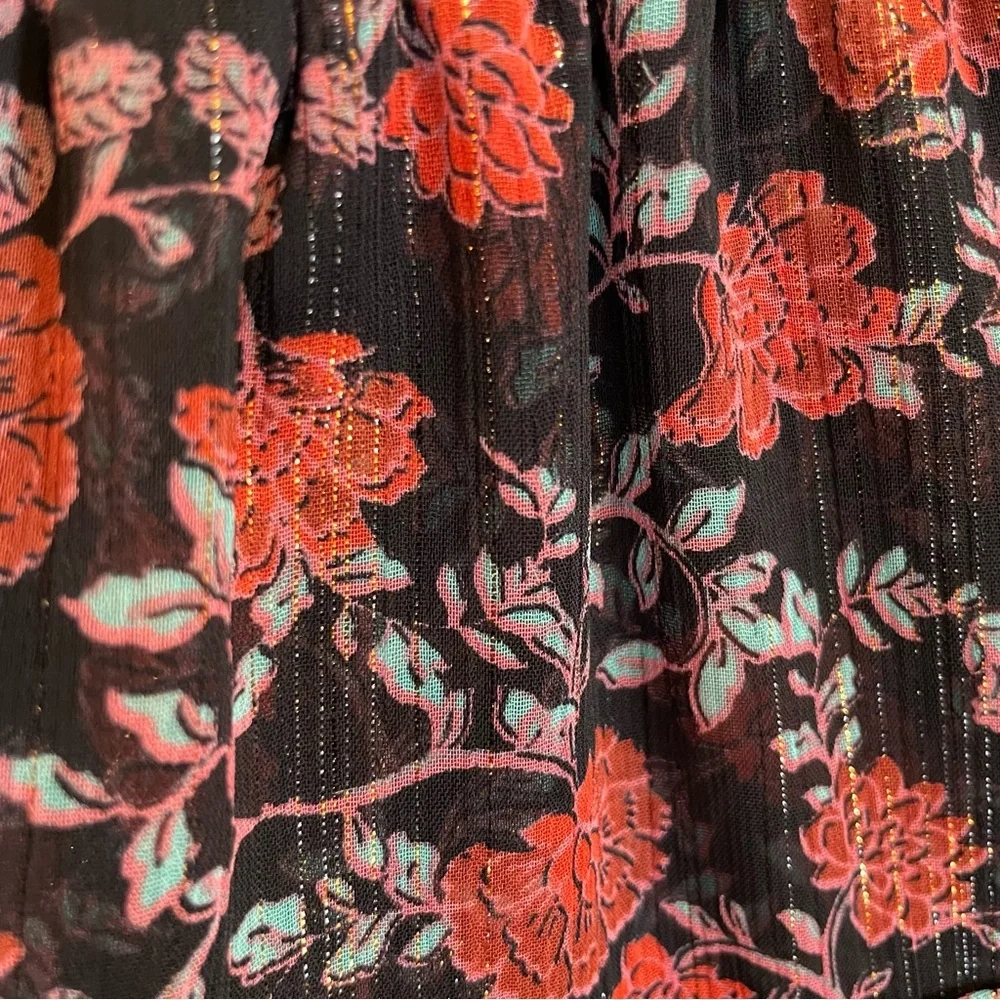MISA Anika Dress XS Carnelian Blooms Floral Ruffle Mini Metallic - Picture 9 of 11